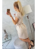 Šaty 8980 s prepletenou spodnou časťou béžové - Kesi