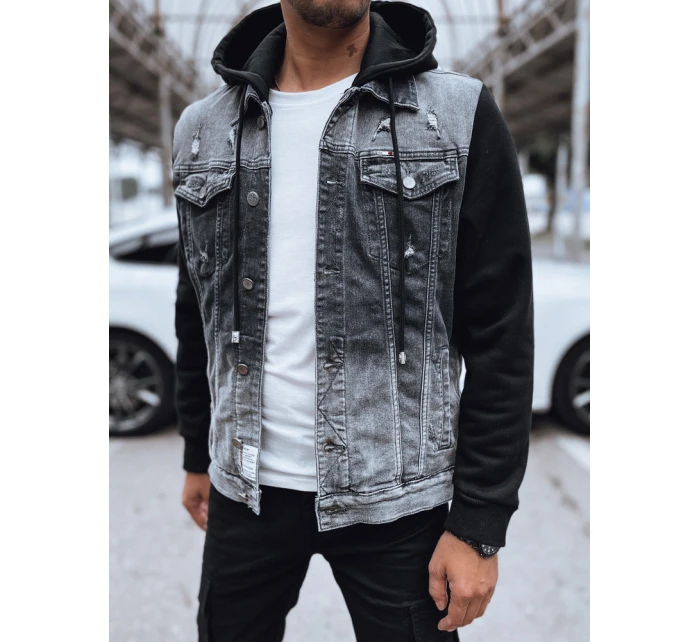 Pánská šedá džínová bunda s kapucí Dstreet model 21978842 - FashionStreet