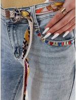 Dámské úzké džínové kalhoty s páskem modré Dstreet model 21985484 - FashionStreet