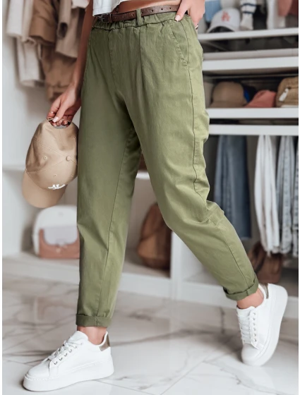 Dámské kalhoty chinos s páskem khaki Dstreet model 21986496 - FashionStreet