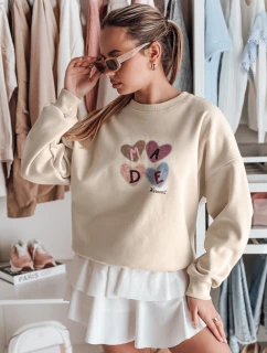 Dámska nadrozmerná mikina so srdiečkami MADELIN cappuccino FashionStreet BY1462