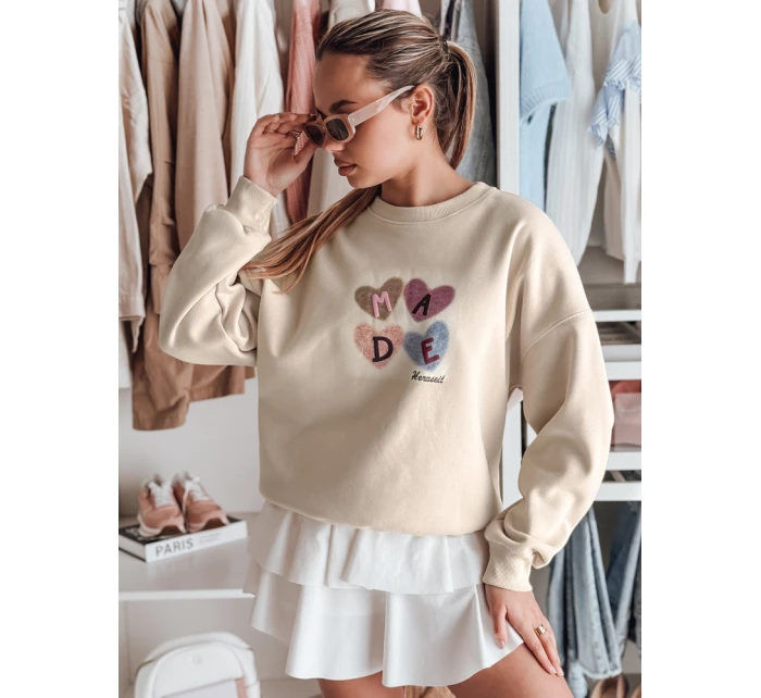 Dámská mikina nadměrné velikosti se srdíčky cappuccino Dstreet model 21988161 - FashionStreet