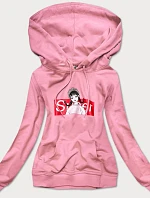 Dámska športová mikina vo špinavo ružovej farbe s kapucňou (N4596)