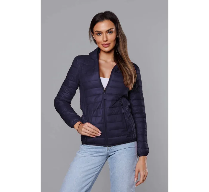 Tmavě modrá dámská prošívaná bunda s kapucí model 18044805 - S'WEST