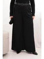 Dámske Plus veľkosť široké nohavice s opaskom čierna