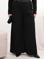 Dámske Plus veľkosť široké nohavice s opaskom čierna