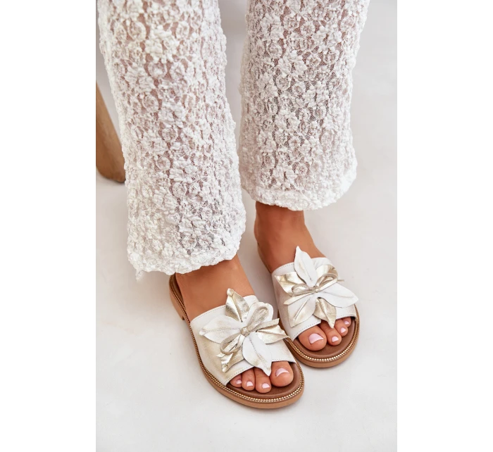 Klapki Z Ozdobą Skóra Naturalna Zazoo 3667 Złoty Przecierany Klapki Z Ozdobą Skóra Naturalna Zazoo 3667 Złoty Przecierany