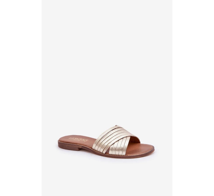 Kožené dámské pantofle Lewski Shoes model 21682360 zlaté - Boto