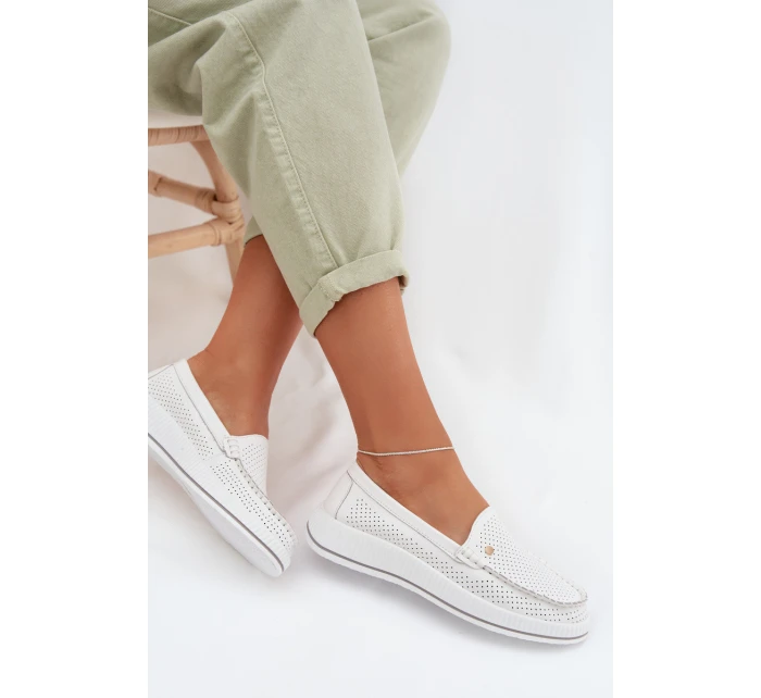 Dámské polobotky z přírodní kůže S.Barski GR61-5980 Bílé