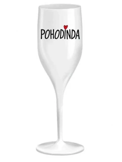 POHODINDA - bílá nerozbitná prosecco sklenice 150 ml