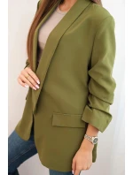 Sako s klopami elegantní olivově zelené