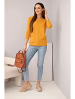 Dámska blúzka s lodičkovým výstrihom horčicovej farby