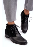 Modne Damskie Sznurowane Botki Czarne Kefora Modne Damskie Sznurowane Botki Czarne Kefora