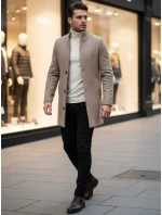 Pánsky jednoradový kabát hnedý FashionStreet CX0442