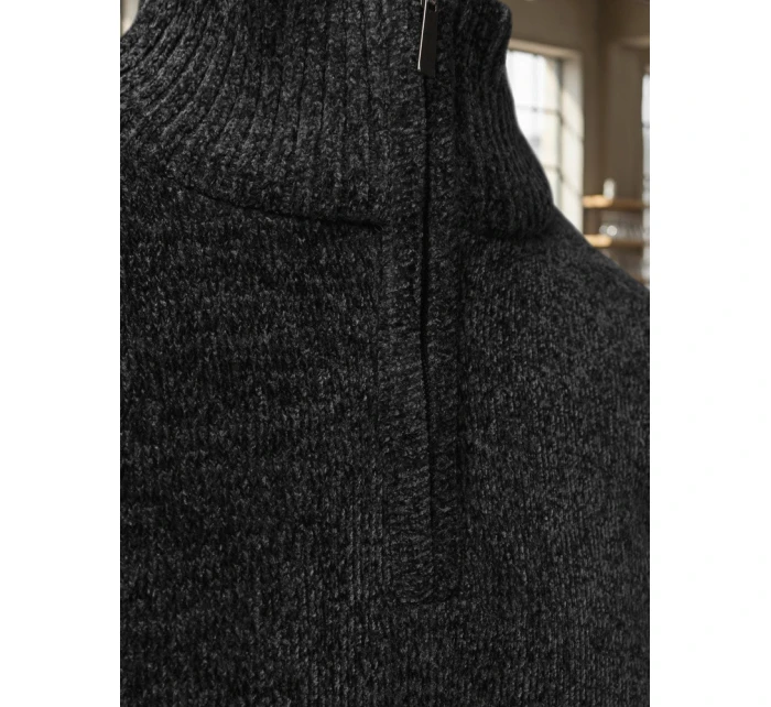 Pánsky sveter s golierom tmavosivý FashionStreet WX2351 Pánsky sveter s golierom tmavosivý FashionStreet WX2351