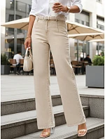 Jeansy damskie wide leg z wysokim stanem beżowe model 22120950 - FashionStreet