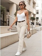 Jeansy damskie z paskiem i  beżowe model 22173053 - FashionStreet