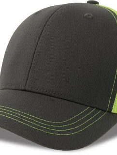 Atlantis Headwear Sonic-S 6-panelová truckerová čiapka 33.0259 tmavošedá/žltá fluo