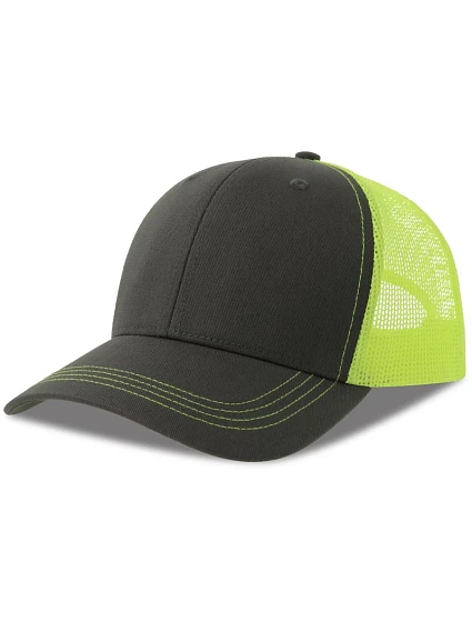 Atlantis Headwear Sonic-S 6-panelová truckerová čiapka 33.0259 tmavošedá/žltá fluo Atlantis Headwear Sonic-S 6-panelová truckerová čiapka 33.0259 tmavošedá/žltá fluo