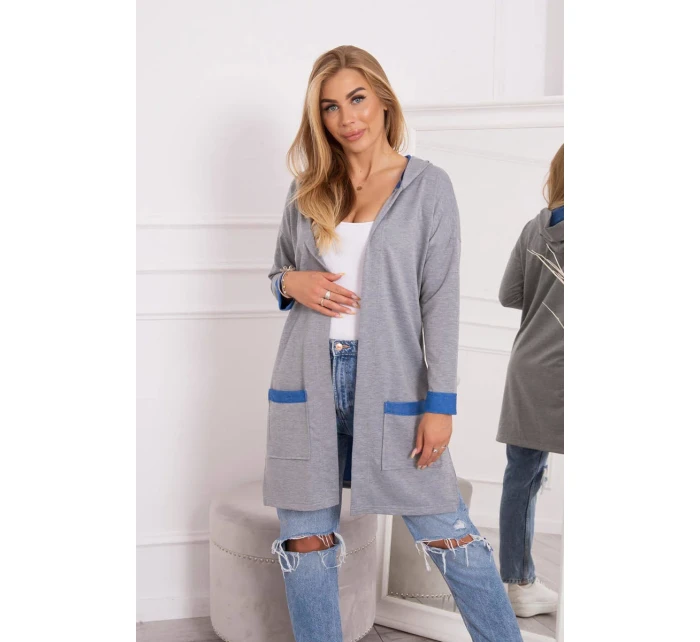 Dvojfarebná pláštenka s kapucňou nevädza + sivá Dvojfarebná pláštenka s kapucňou nevädza + sivá