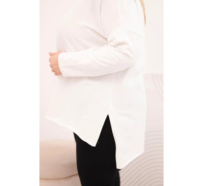 Dámske Plus veľkosť asymetrické dlhý rukáv blúzka biela