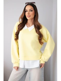 Dámská máslová mikina z viskózy s model 22014147 vsadkou žlutá - K-Fashion
