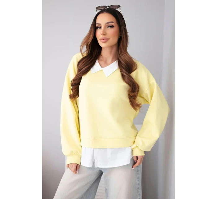 Dámská máslová mikina z viskózy s model 22014147 vsadkou žlutá - K-Fashion