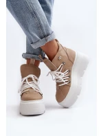 model 21647314 Kožené Dámské Sportovní Boty Beige - Zazoo