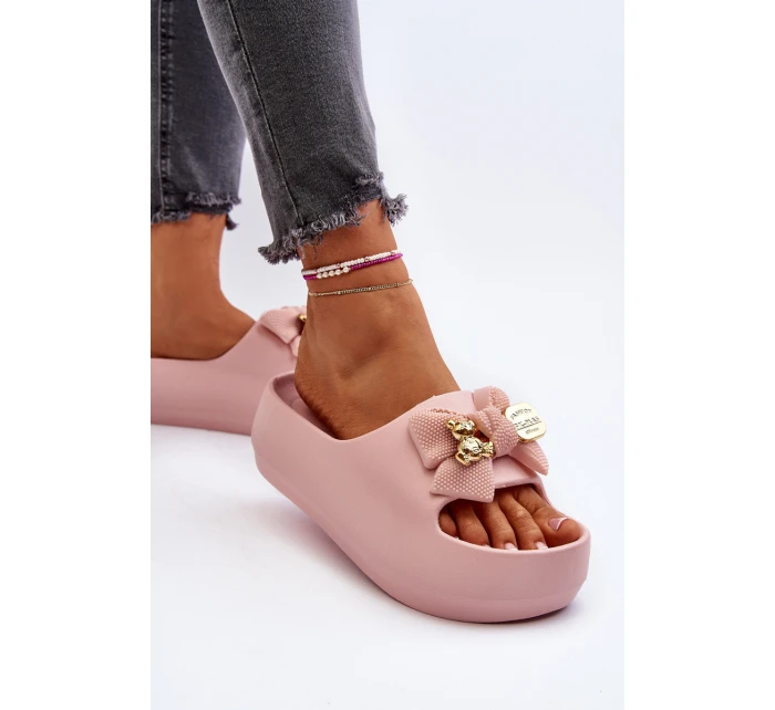 Dámské žabky s mašlí Růžové model 21652092 - Boto