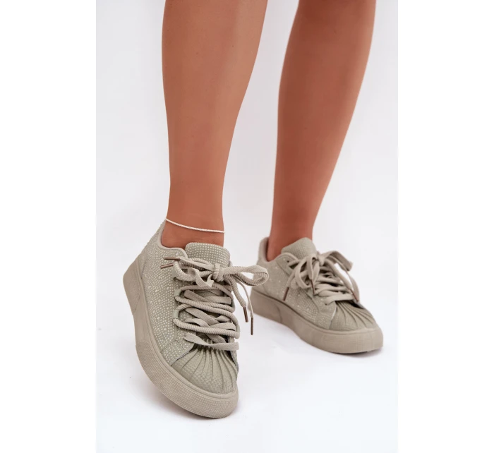 Ozdobené dámské tenisky zelené Calissea