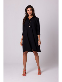 model 18407159 Rozšířené košilové šaty černé - BeWear