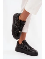 Dámske lakované tenisky na platforme - čierne Lee Cooper Dámske lakované tenisky na platforme - čierne Lee Cooper