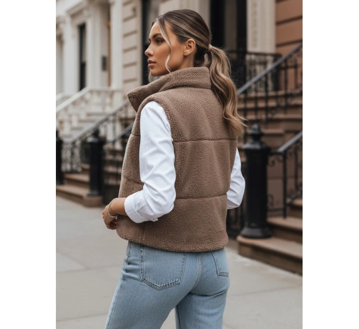 Dámská vesta z ovčí kůže v barvě camel Dstreet model 21970442 - FashionStreet