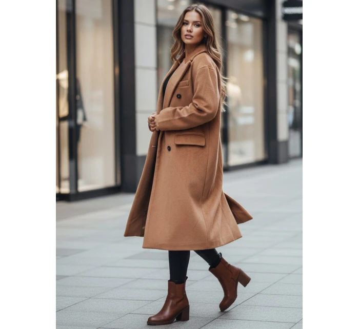 Dámský zimní kabát dlouhý oversize camel Dstreet model 21995099 - FashionStreet