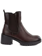 Dámské kotníkové boty na podpatku, zateplené, hnědé, Potocki SZ12742 Dámské kotníkové boty na podpatku, zateplené, hnědé, Potocki SZ12742
