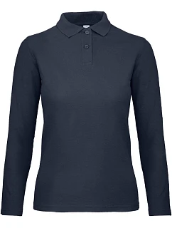 B&C ID.001 LSL /women Dámske piqué polo s dlhým rukávom 01.0I13 tmavomodrá
