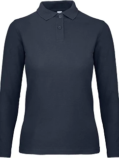 B&C ID.001 LSL /women Dámske piqué polo s dlhým rukávom 01.0I13 tmavomodrá