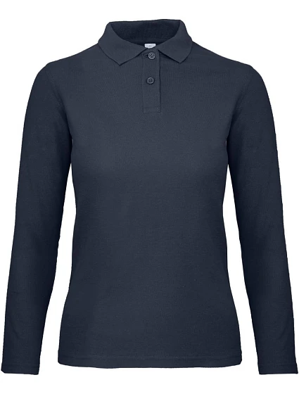 B&C ID.001 LSL /women Dámske piqué polo s dlhým rukávom 01.0I13 tmavomodrá