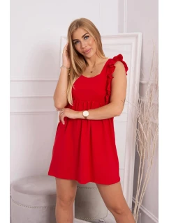 Šaty s volánmi na bokoch červené