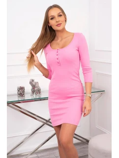 Šaty s gombíkovým výstrihom svetlo ružové