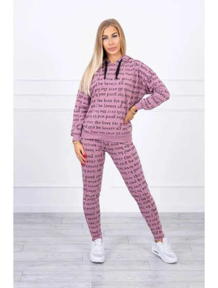 Tmavo ružová sada s potlačou