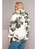 model 21959118 dámská bunda Plus Size s květinovým vzorem khaki - K-Fashion