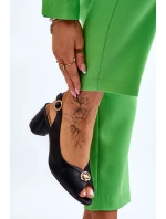 Modne Skórzane Sandały Na Obcasie Czarne Hette