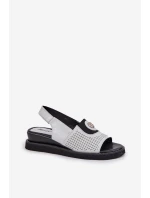 Dámské sandály na klínu stříbrné model 21685243 - Boto