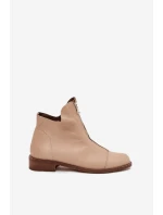 Skórzane Botki Na Suwak Zazoo 2785/079 Beżowe Skórzane Botki Na Suwak Zazoo 2785/079 Beżowe