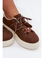 Dámské tenisky na platformě s ozdobnými čokoládové model 21919538 - Boto