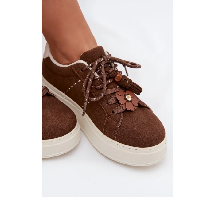 Dámské tenisky na platformě s ozdobnými čokoládové model 21919538 - Boto
