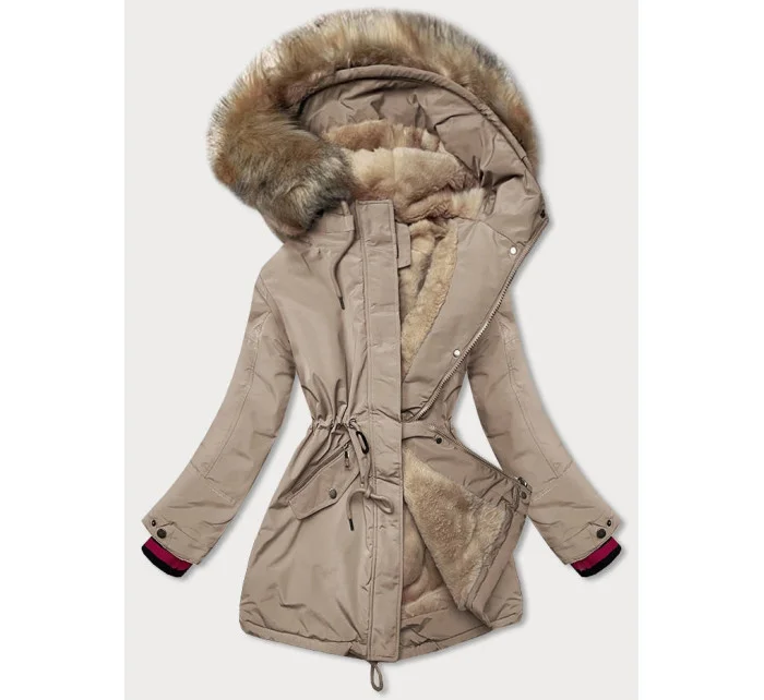 Dámska zimná bunda s kožušinou béžová (can-579big) Dámska zimná bunda s kožušinou béžová (can-579big)