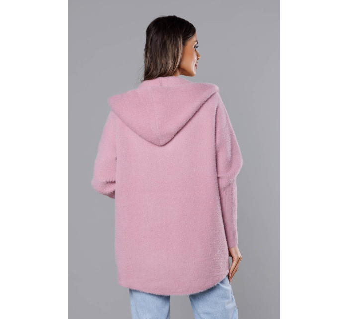 Růžový přehoz přes oblečení alpaka s kapucí model 17836832 - S'WEST