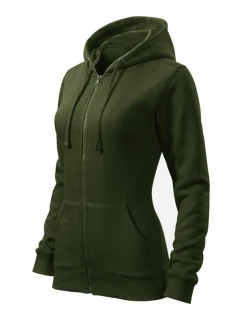 Dámska módna mikina na zips s kapucňou (vojenská)